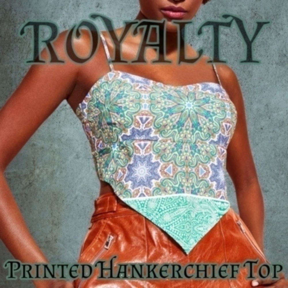 ROYALTY BY MALUMA NWT Floral Printed Back-Tie Adjust. Strap Handkerchief Top